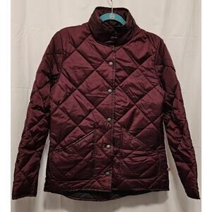 Dickies Womens Diamond Quilted Jacket Size S Burgundy Water Resistant with Hood